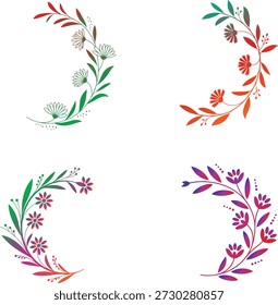 Quatro canto floral decorativo com cores gradientes