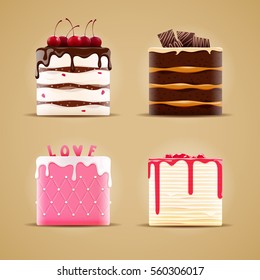 Four delicious different cakes