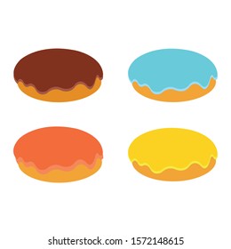 Four delicious plainly drawn pastries on white