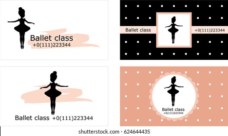 Four design templates of visiting card or ticket good for ballet school or studio.