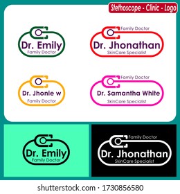vier Designvorlagen-Stethoscope Logo-Doktor-Logo - Fragen Sie Ihr Doctor Logo-Klinik-Logo
