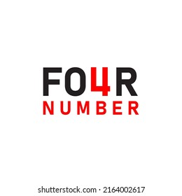 FOUR design vector logo with the number 4 on the letter U