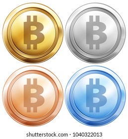 Four designs of bitcoins illustration Stock Vector