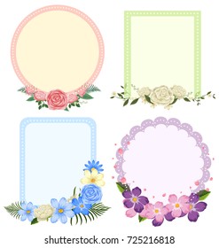 Four Designs Of Flower Frames In Different Shapes Illustration