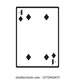 four of diamonds card icon over white background, vector illustration