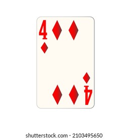 Four of diamonds card icon, playing card, vector illustration, linear style pictogram isolated on white. Diamonds card symbol, logo illustration. editable stroke 