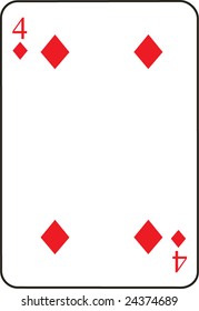Four of Diamonds Vector Illustration