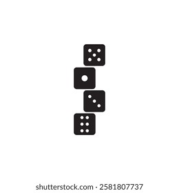 Four dice stacked vertically, representing luck, probability, and games. Suitable for casino, gambling, luck, and game themed designs and content.