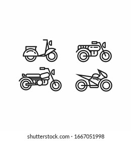 four diferent type of motorcyle line art, simple and flat design vector