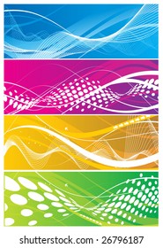 Four different abstract wave line background