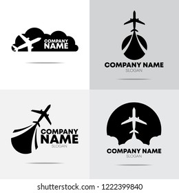 four different air plane logo design