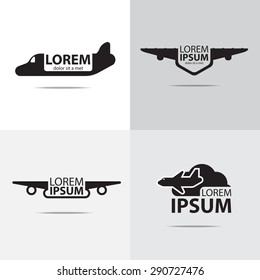 Four different air plane logo design. (Set of Airplane logo)
