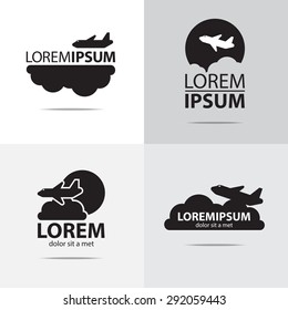 Four different airplane logo design. (Set of Airplane logo)
