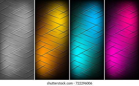 Cuatro diferentes antecedentes con ilustraciones de luces de colores