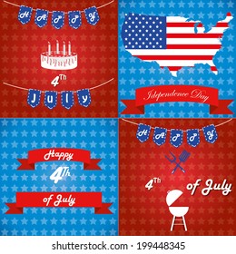 four different backgrounds with different objects for independence day