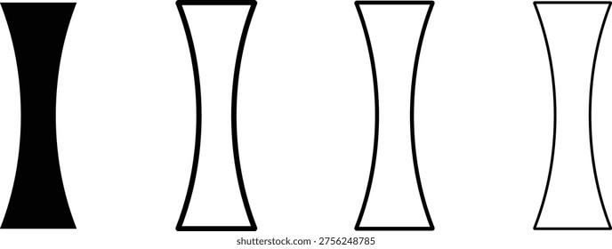 Four different barrel shaped lens optical distortion illustrations