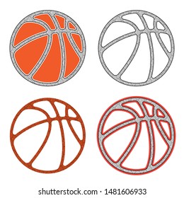 Four different basketball with patterns isolated on white background