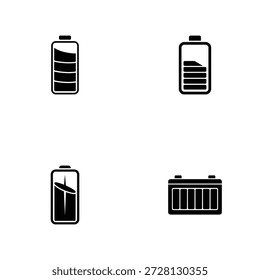 Four Different Battery in Black and White outline power