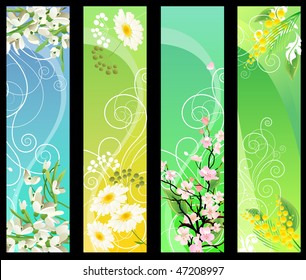  Four different beautiful vertical floral banners