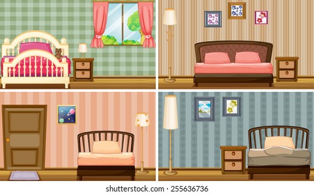 Four different bedrooms