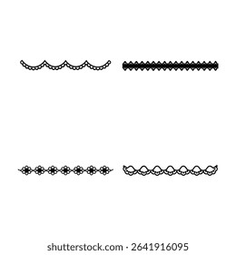 Four different black and white decorative border designs are displayed on a white background.