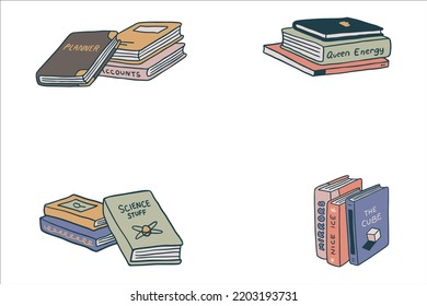 a four different book drawing icon design