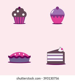 four different cake icons