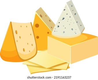 Four different cheeses vector illustration