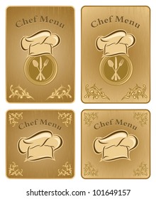 Four different chef menu board covers - isolated vector set