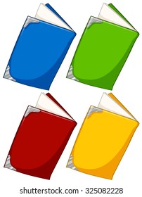 Four different color books illustration