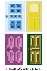 the four different color doors