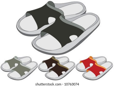 Four different color summer slippers