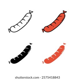 Four Different Color Variations of Sausage Illustration