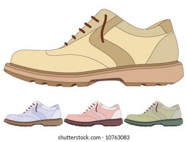 Four different color winter shoes