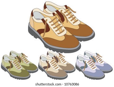 Four different color winter shoes