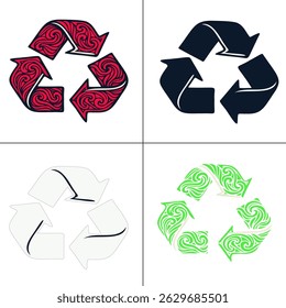 Four different colored arrows are shown in a row, with the top arrow being red and the bottom arrow being green. The arrows are arranged in a way that they form a circle