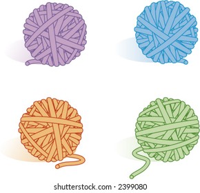 four different colored balls of yarn