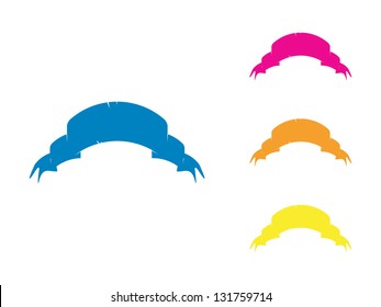 Four Different Colored Banners Angled to Face Up.