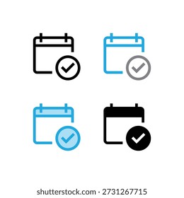 Four different colored calendar icons with checkmarks on white background