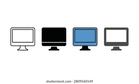 Four different colored computer monitor icons on white background