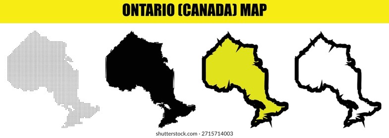 Four different colored illustrations of the Ontario Canada map on a white background