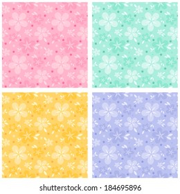 Four different colored seamless flower pattern