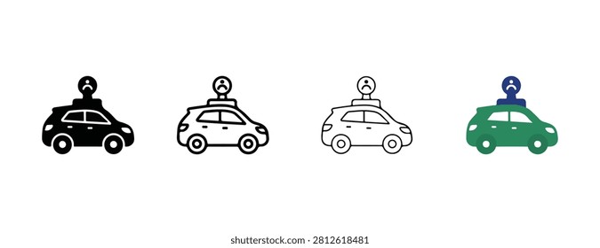 Four different colored taxi cars with sad faces on top illustration of various vehicle types and emotions