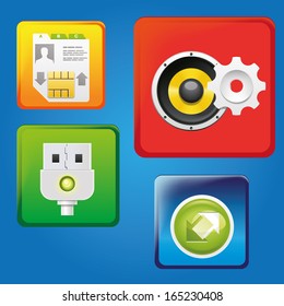 four different colorful icons with different functions for cloud