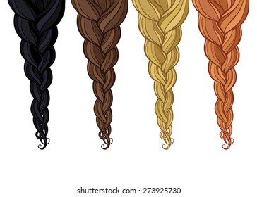 Four different colors braided tresses