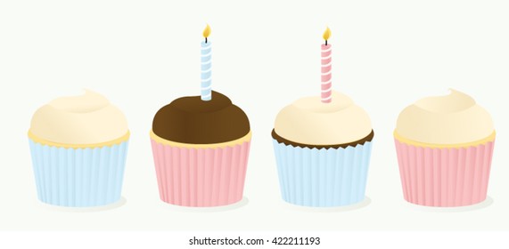 Four different cupcakes