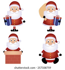 Four different cute santas on a white background