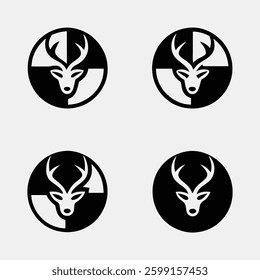 Four different deer vector logo design