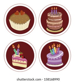 four different dessert for a celebration in red circles