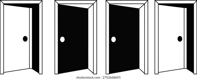 Four different door knob and handle styles on bifold doors